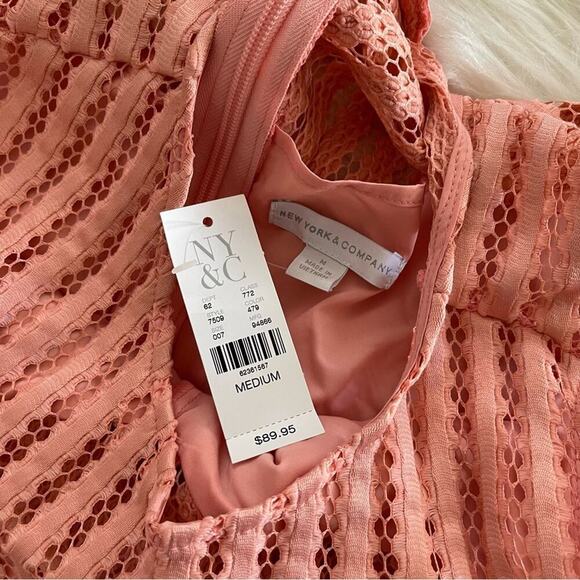 New New York & Co Pink Lace Peplum Blouse - Picture 5 of 6